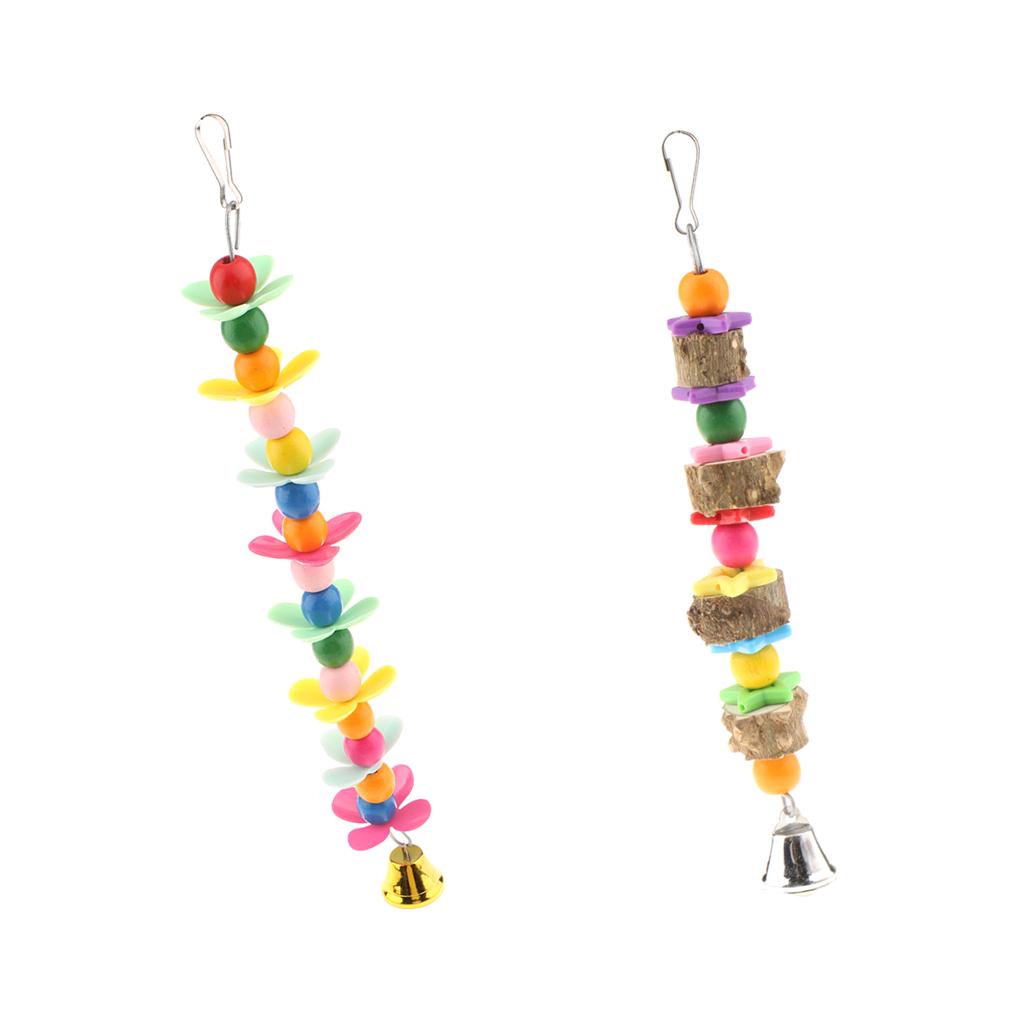 2x Hanging Cage Toy Parrot Chewing Toy with a Bell Teeth Care Treats & Chews