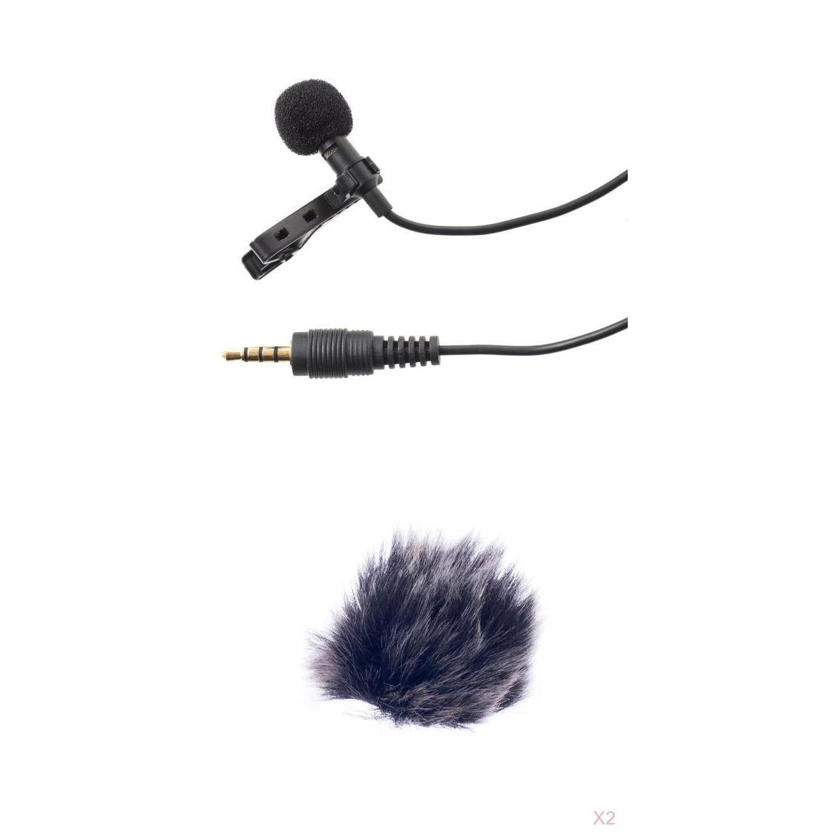 Black 3.5mm Clip On Microphone with Fur Wind Muff