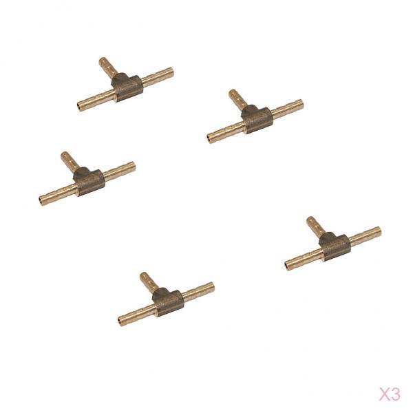 15pcs Brass T Type Joiner Fuel Hose Joiner Tee Connector Air Water Gas 4mm
