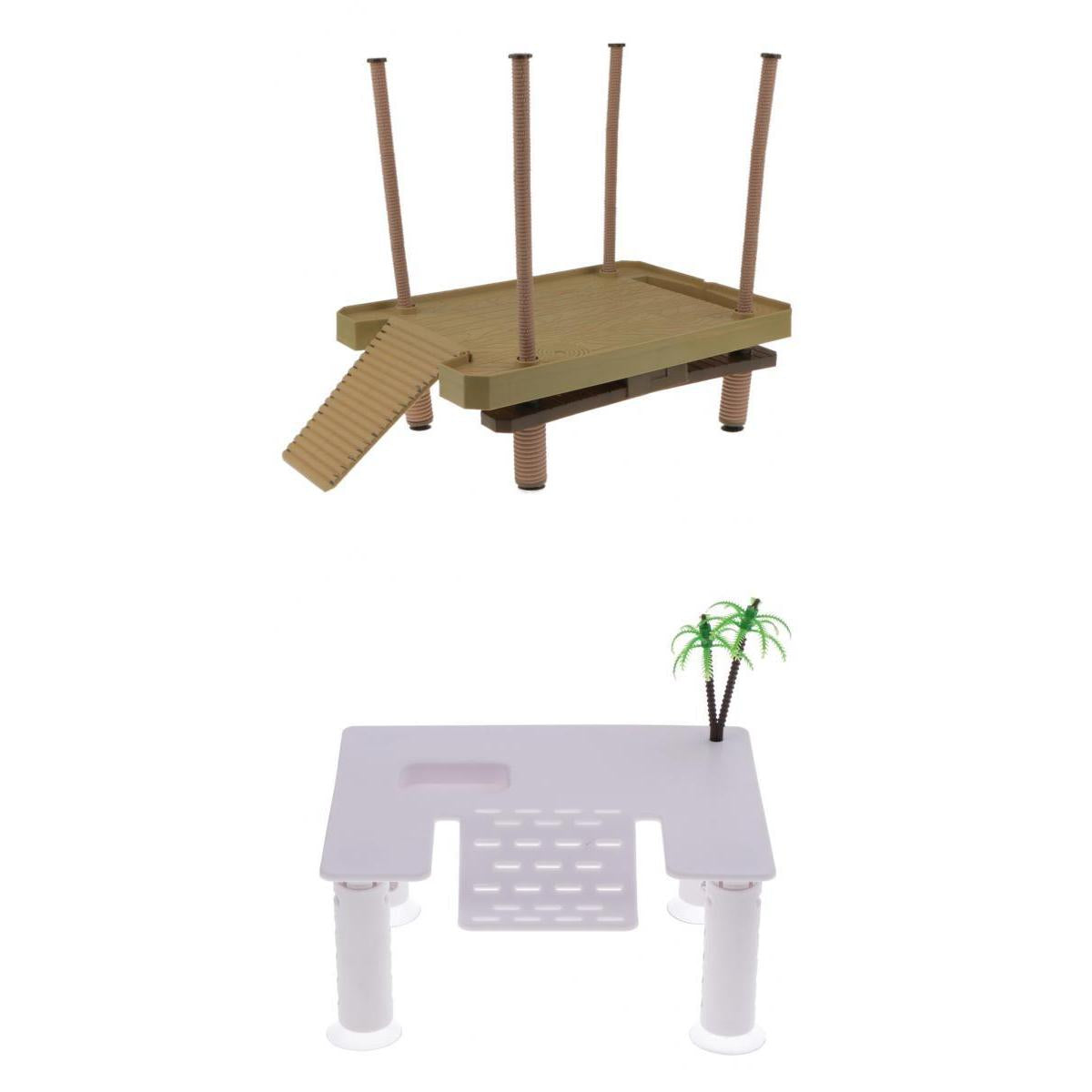 2x Reptile Turtle Vivarium Terrarium Ornament Basking Platform Floating Pier