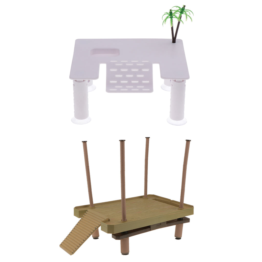 2x Reptile Turtle Vivarium Terrarium Ornament Basking Platform Floating Pier