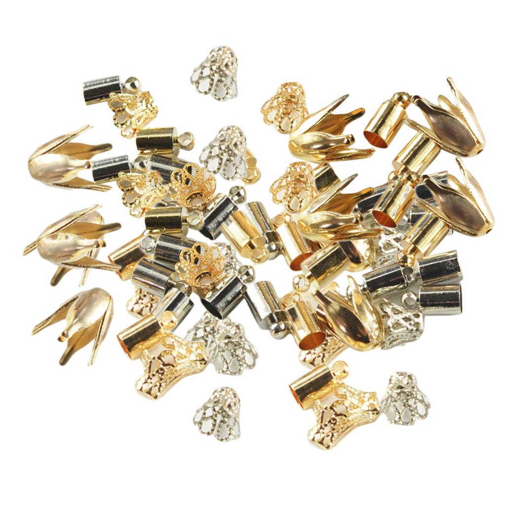 100 Pieces Mixed Shape Handmade Flower Cup Bead Cap End Cap Jewelry Findings