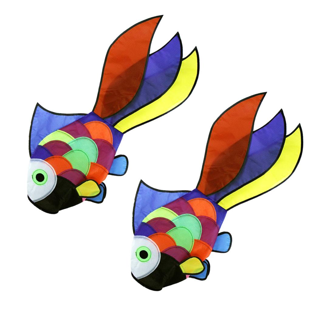 2pcs Rainbow Fish Kite Windsock Outdoor Garden Decor Kids Line Laundry Toys