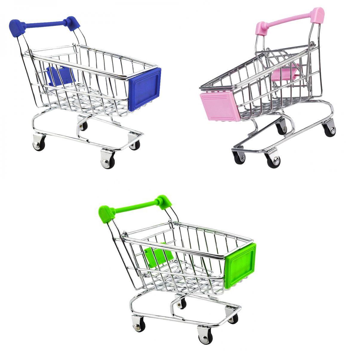 3 Pieces Mini Shopping Cart Trolley Toy Kids Preschool Pretend Play Toy
