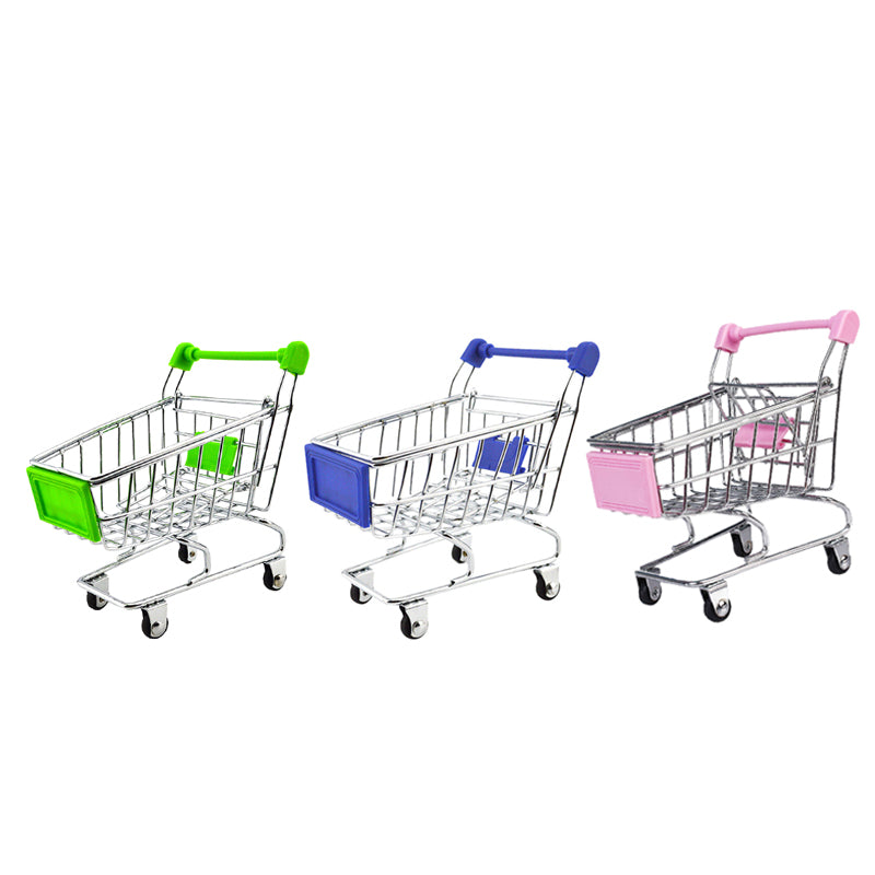 3 Pieces Mini Shopping Cart Trolley Toy Kids Preschool Pretend Play Toy