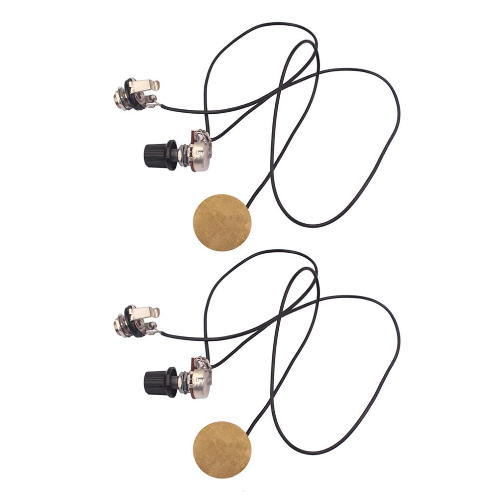 2 Pieces Prewired Piezo Pickup with Volume Control Knob for Cigar Box Guitar