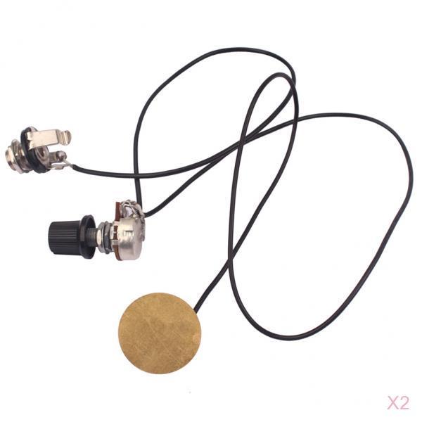 2 Pieces Prewired Piezo Pickup with Volume Control Knob for Cigar Box Guitar