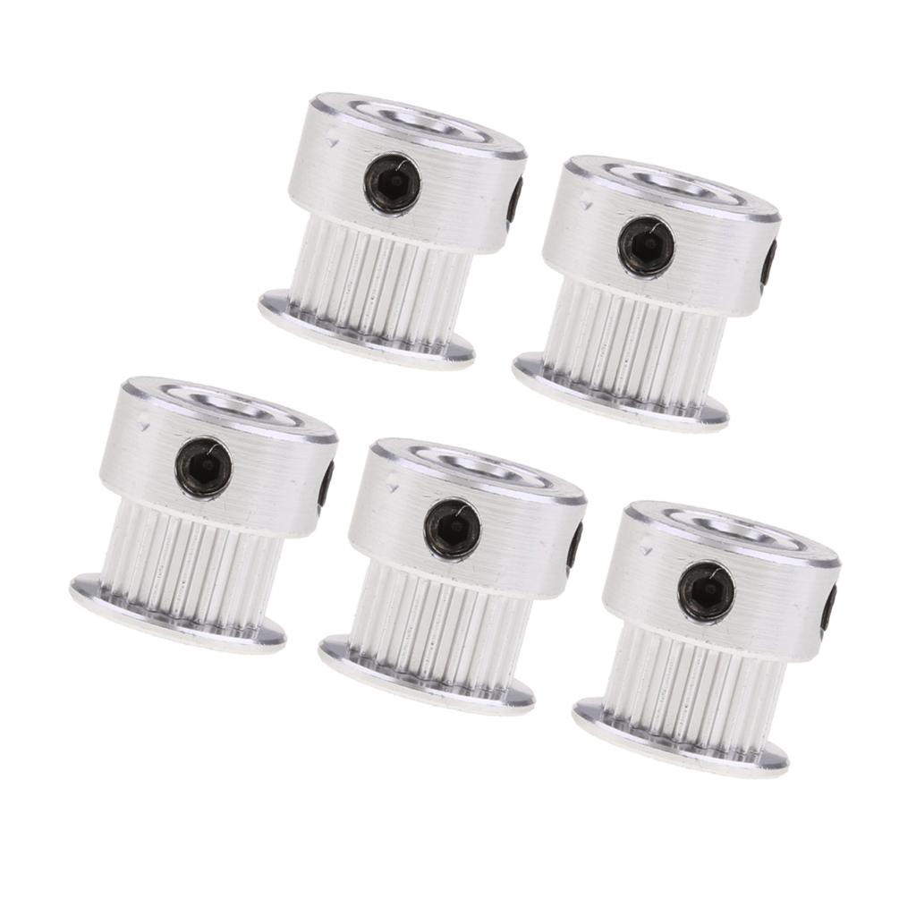 5 Pieces 2GT 20T 5mm Bore Aluminum Timing Belt Pulleys for 3D Printer