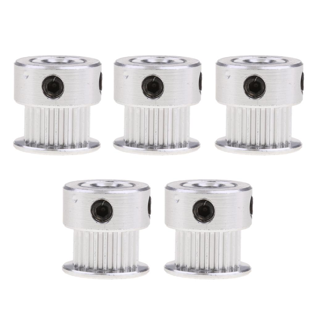 5 Pieces 2GT 20T 5mm Bore Aluminum Timing Belt Pulleys for 3D Printer