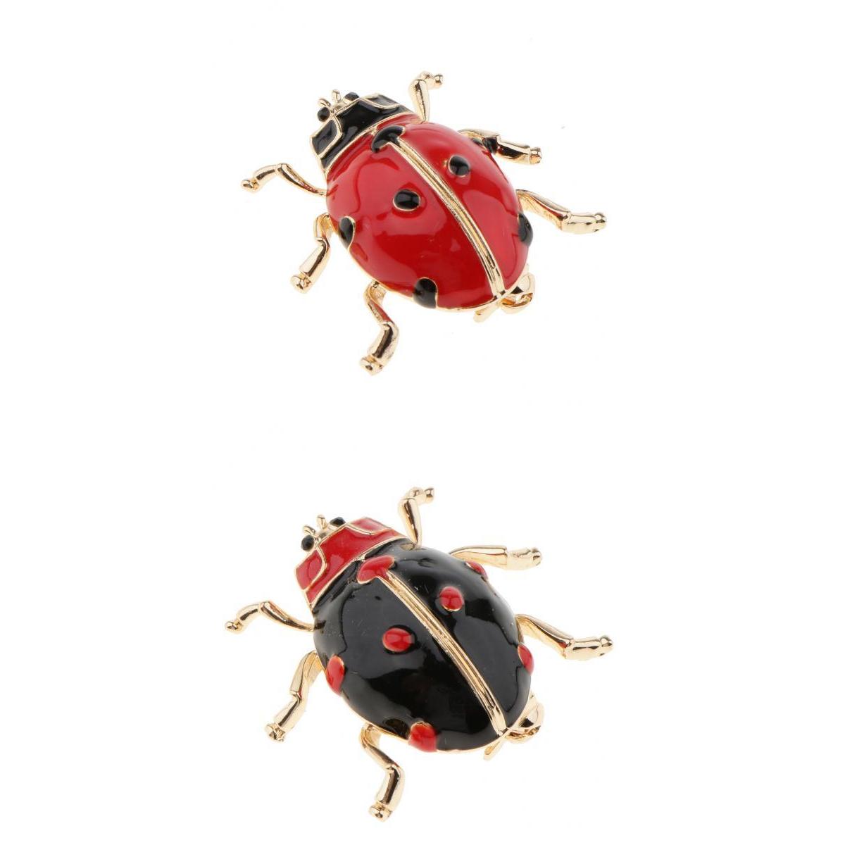 2pcs Enamel Ladybird Bug Insect Brooch Pin Womens Mens Costume Jewellery
