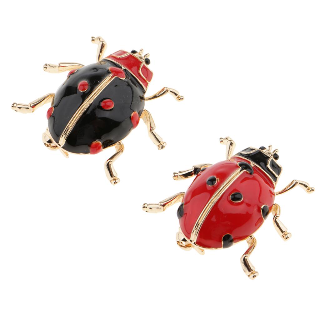 2pcs Enamel Ladybird Bug Insect Brooch Pin Womens Mens Costume Jewellery
