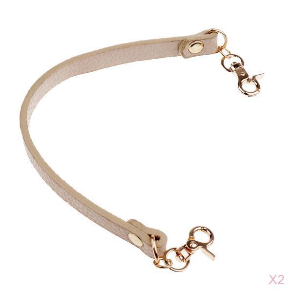 2pieces PU Leather Short Handbag Bag Strap Replacement Purse Handle White