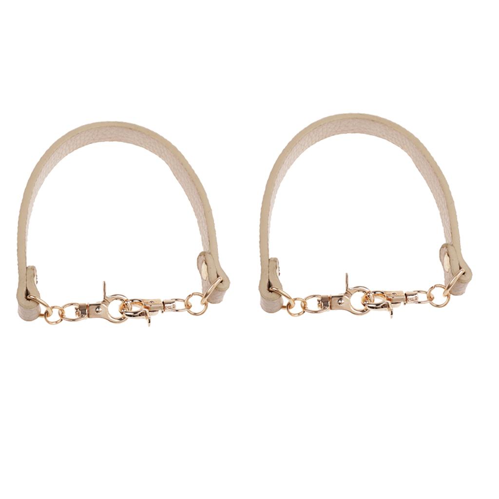 2pieces PU Leather Short Handbag Bag Strap Replacement Purse Handle White