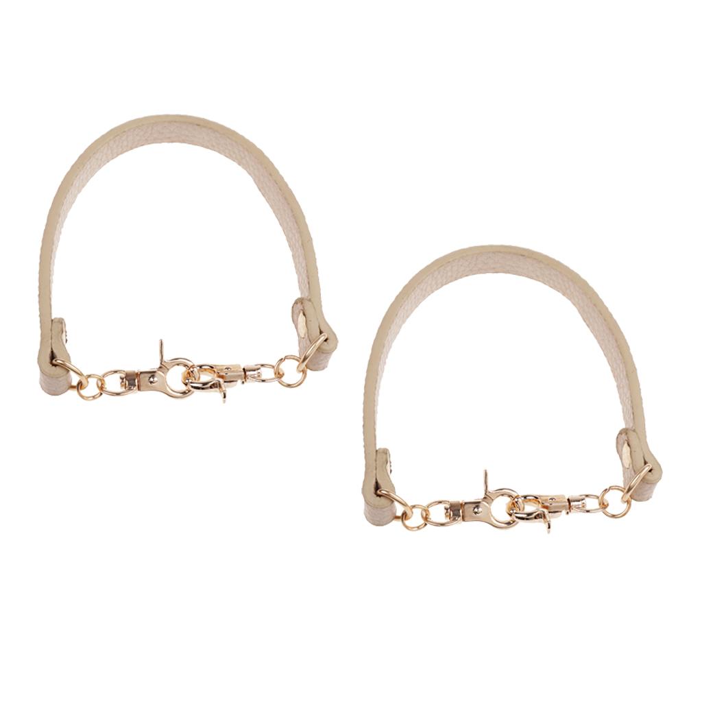 2pieces PU Leather Short Handbag Bag Strap Replacement Purse Handle White