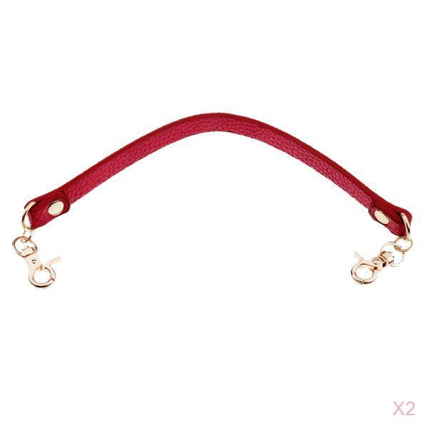 2pieces PU Leather Short Handbag Bag Strap Replacement Purse Handle Red