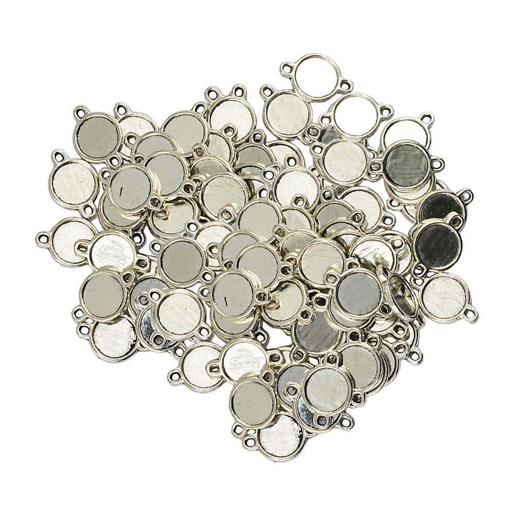 100 Pieces Double Sided Bezel Pendants Blanks Base Settings for Jewelry 10mm