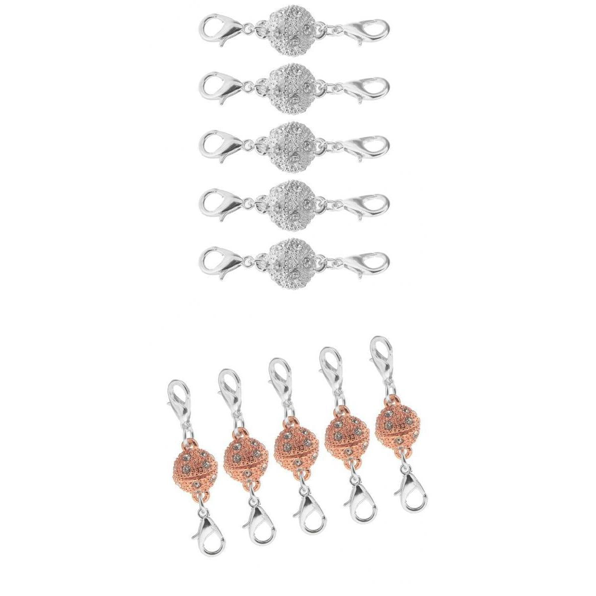 10 Pieces Shiny Ball Rhinestone Lobster Magnetic Clasps Jewelry DIY Findings