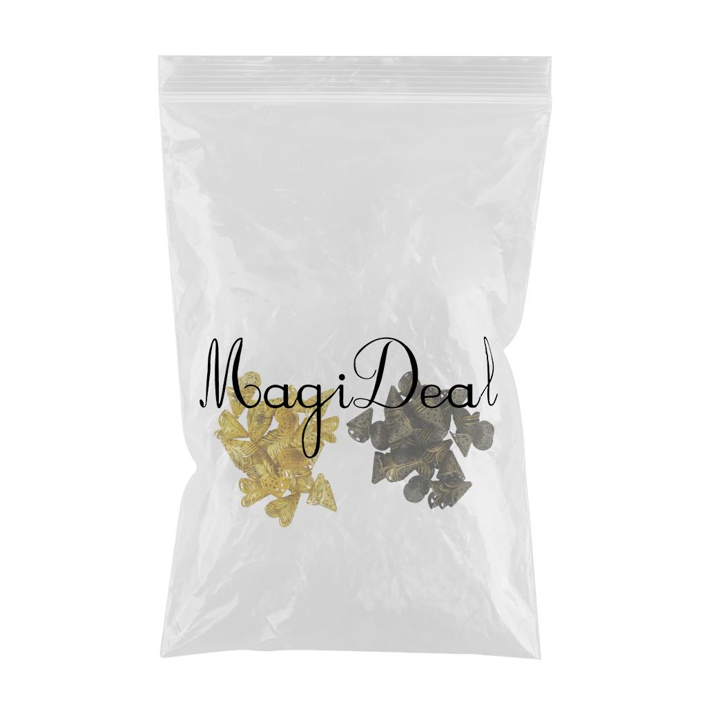 100 Pieces Gold Bronze Handmade Flower Cup Bead Cap End Cap Jewelry Findings
