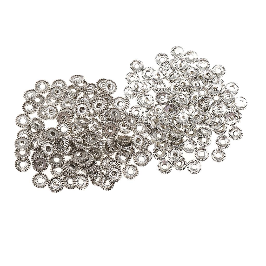 200 Pieces Tibetan Silver Spacer Beads Jewelry Making Findings 6mm 8mm Holes