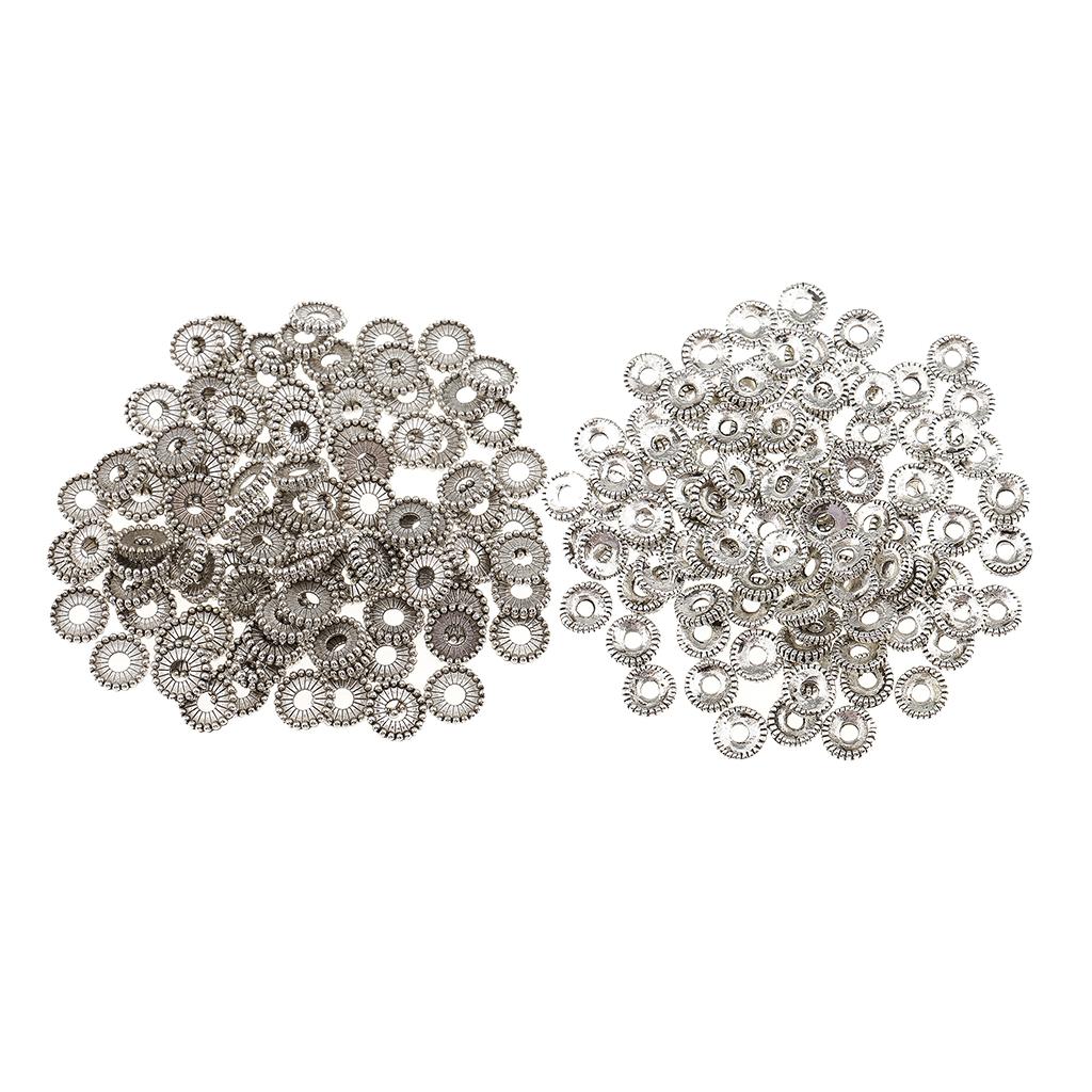 200 Pieces Tibetan Silver Spacer Beads Jewelry Making Findings 6mm 8mm Holes