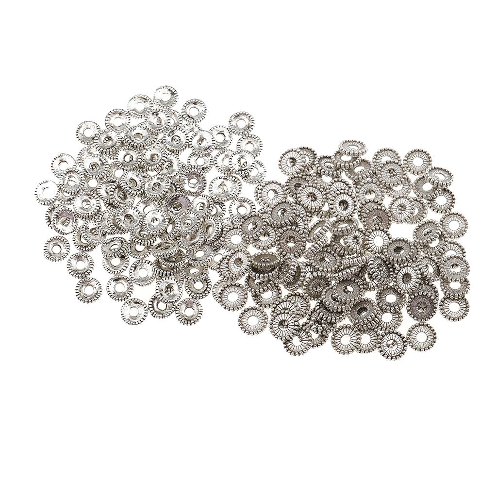 200 Pieces Tibetan Silver Spacer Beads Jewelry Making Findings 6mm 8mm Holes