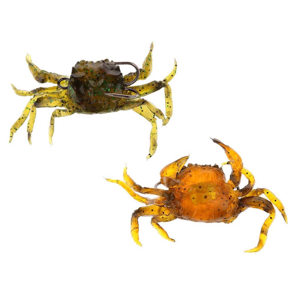 2 Pieces Artificial Crab Fishing Lures Soft Fishing Baits 3D Simulation Bait