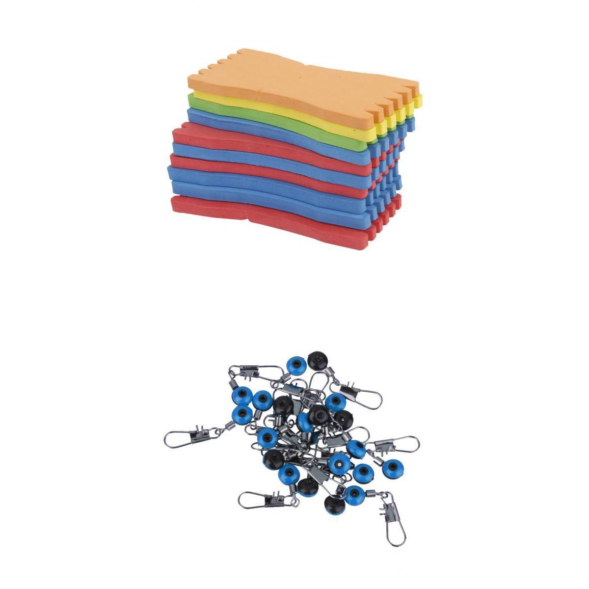 20pcs Space Bean Fishing Clip Connector 10pcs Fishing Foam Line Board Tackle