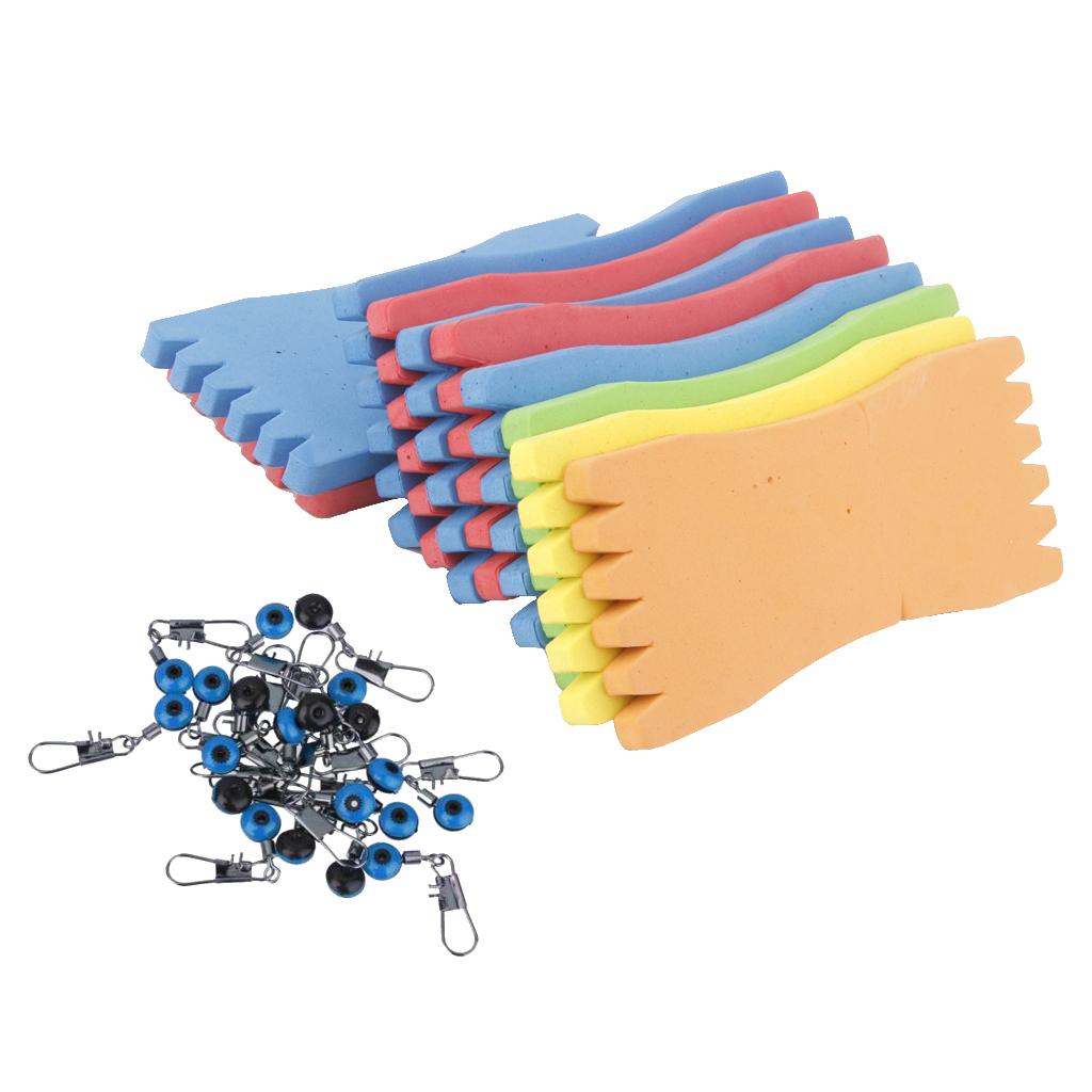 20pcs Space Bean Fishing Clip Connector 10pcs Fishing Foam Line Board Tackle