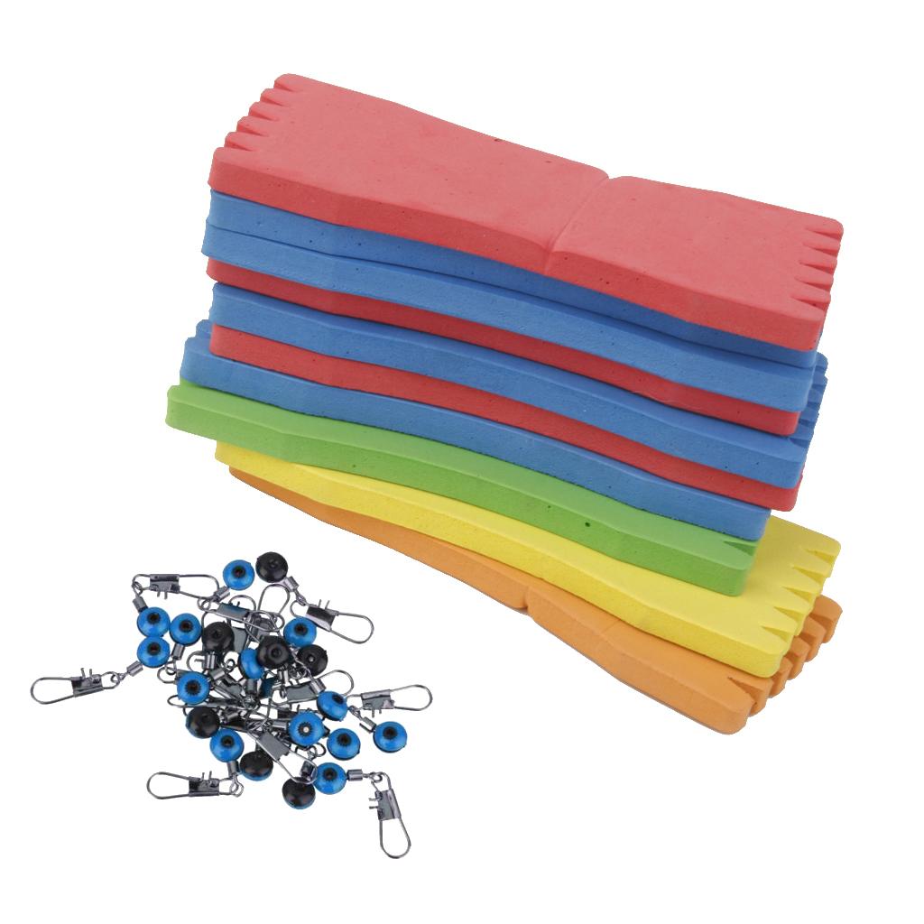 20pcs Space Bean Fishing Clip Connector 10pcs Fishing Foam Line Board Tackle