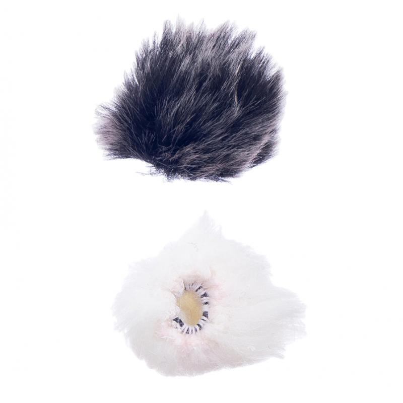 Black +White Fur Microphone Windscreen for Lapel Lavalier Mic 0.5cm
