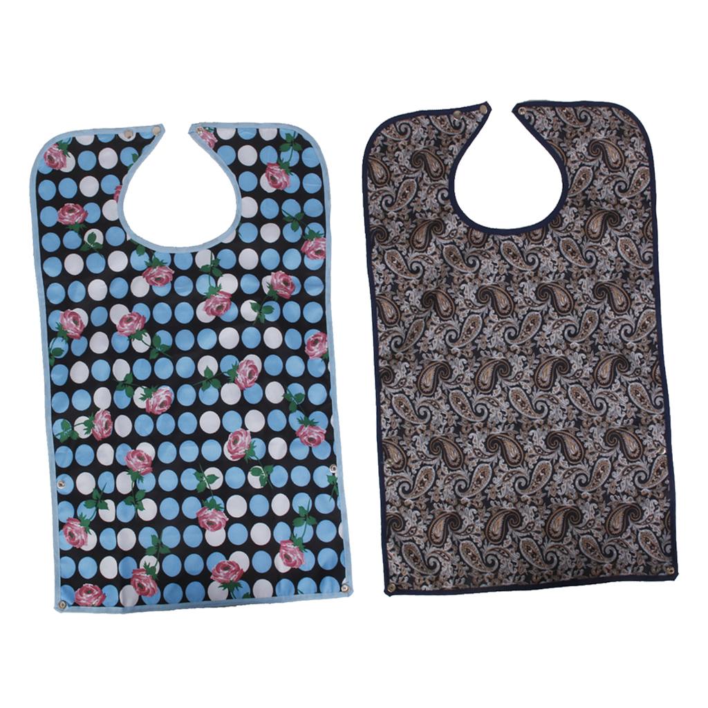 2 Pieces Waterproof Adult Mealtime Bib Protector Disability Aid Aprons