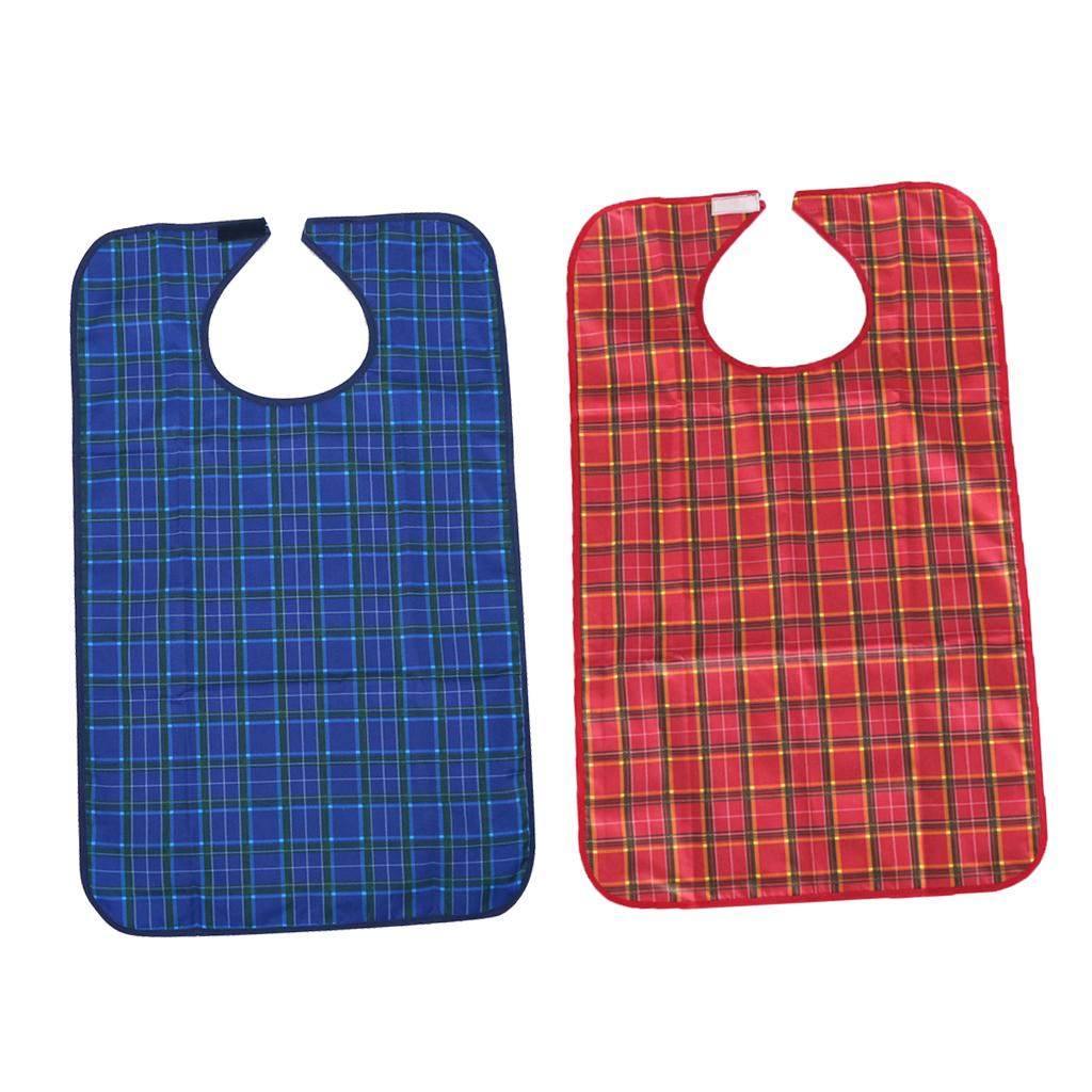 2x Waterproof Adults Elder Mealtime Cloth Protector Disability Aid Bib