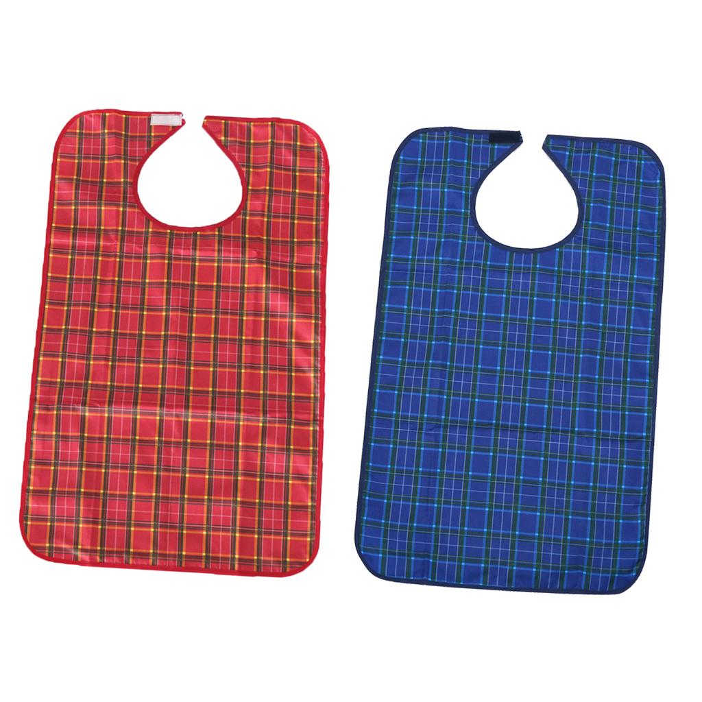 2x Waterproof Adults Elder Mealtime Cloth Protector Disability Aid Bib
