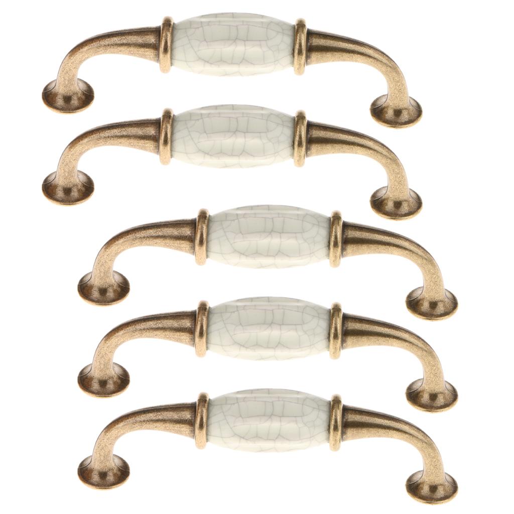 5 Pieces Vintage Elegant Cabinet Pull Knobs Door Handle #8 96mm Hole Pitch