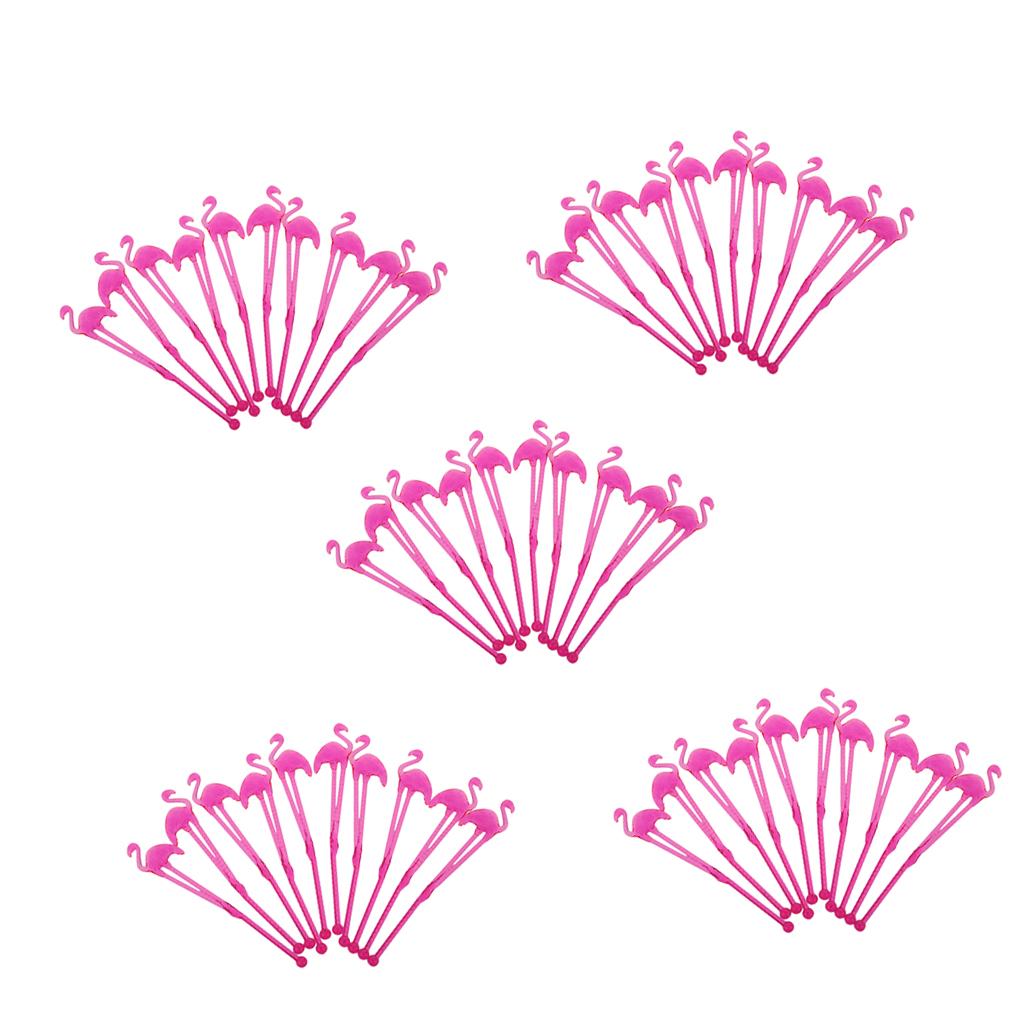 50 Pieces Hawaii Flamingo Cocktail Milk Coffee Stirring Sticks Party Rose