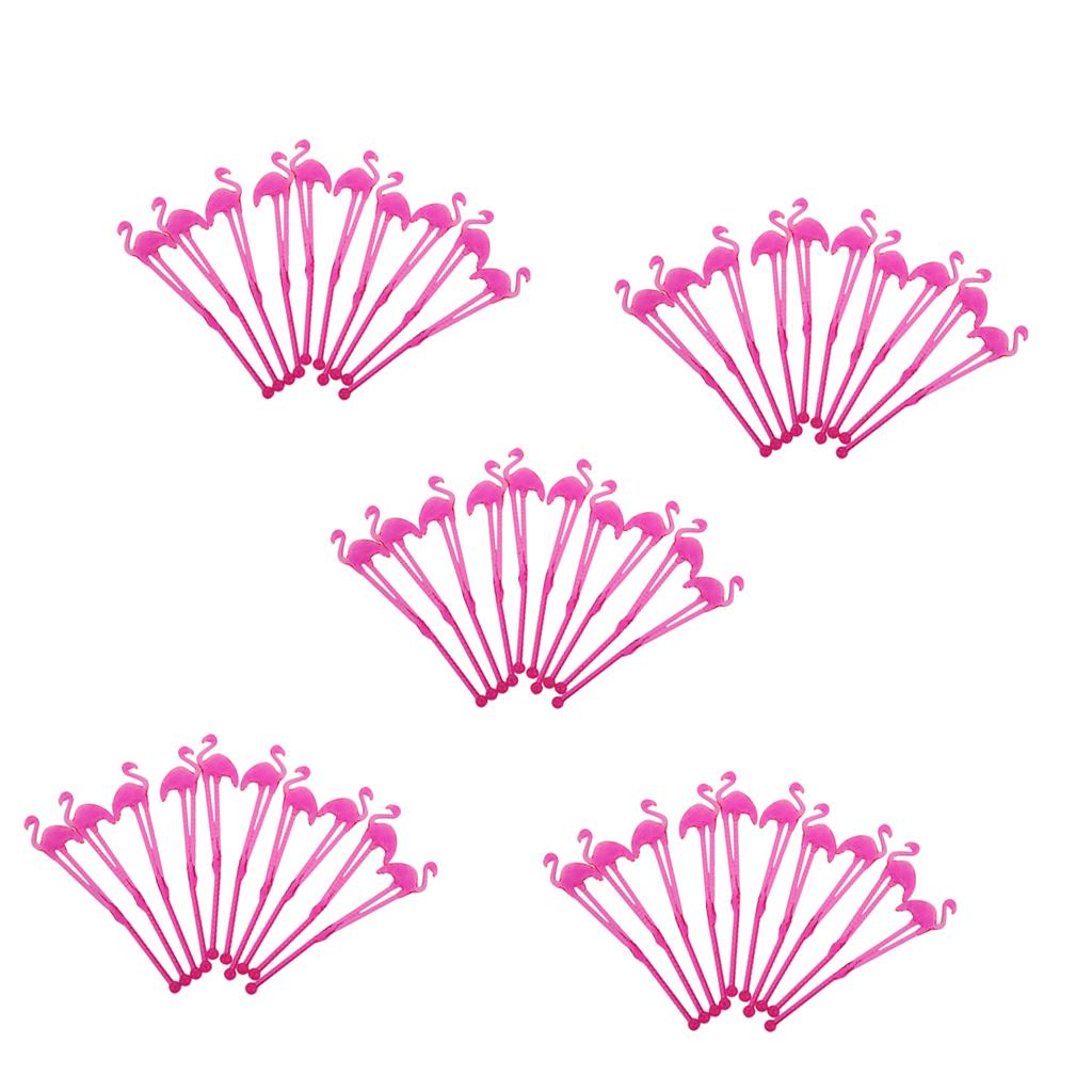 50 Pieces Hawaii Flamingo Cocktail Milk Coffee Stirring Sticks Party Rose