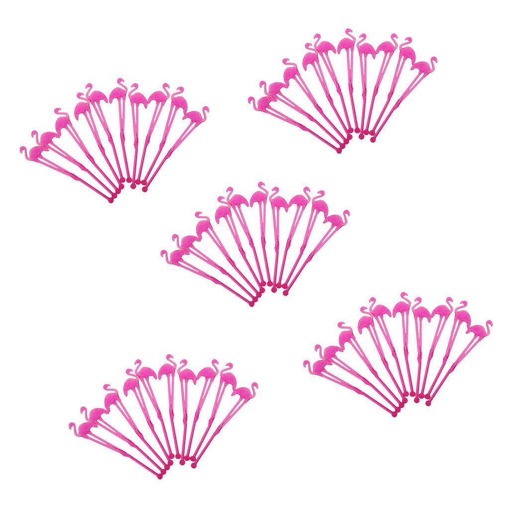 50 Pieces Hawaii Flamingo Cocktail Milk Coffee Stirring Sticks Party Rose