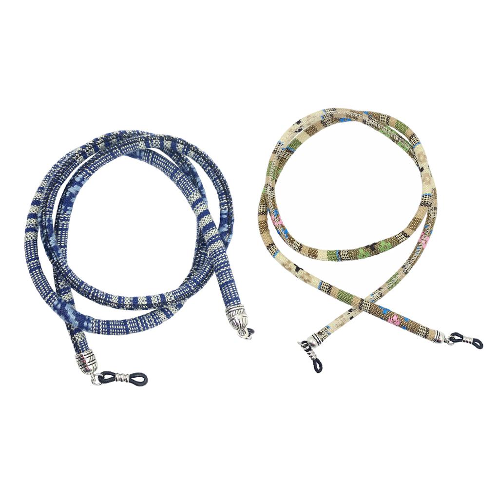 2 Pieces Ethnic Coarse Cotton Eyeglasses Rope Neck Cord Sunglasses Holder