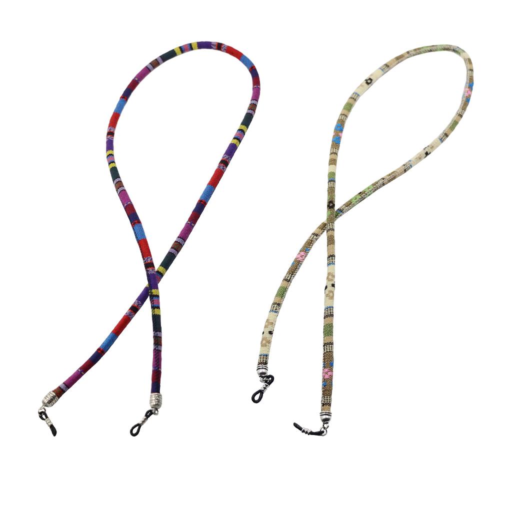 2 Pieces Bohemia Cotton Eyeglasses Rope Neck Cord Sunglasses Holder Retainer