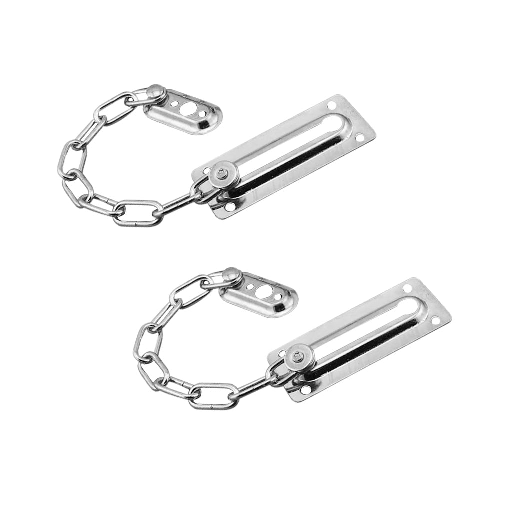 2x Stainless Steel Door Chain Guard Lock Slide Bolt for Home Security Silver
