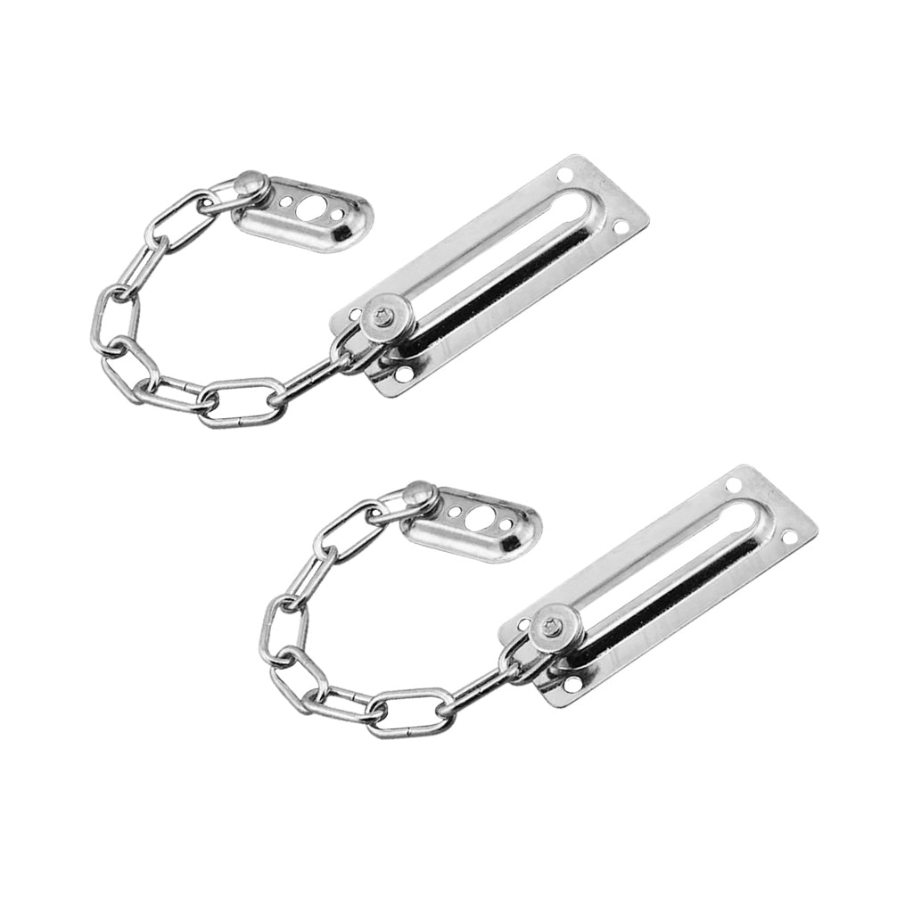2x Stainless Steel Door Chain Guard Lock Slide Bolt for Home Security Silver