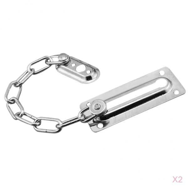 2x Stainless Steel Door Chain Guard Lock Slide Bolt for Home Security Silver
