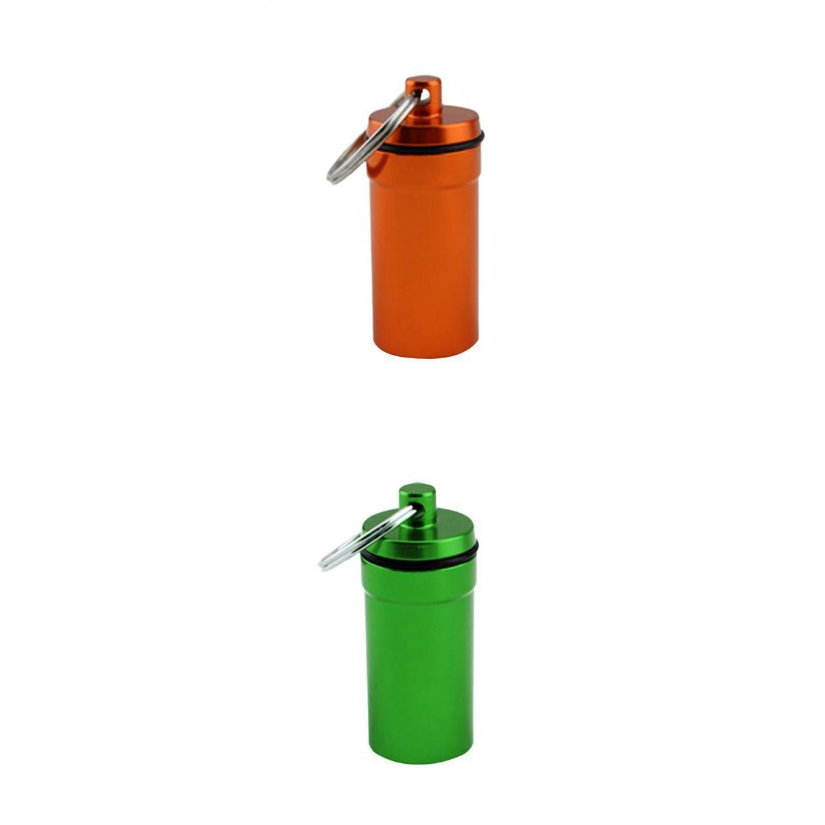2 Pieces Portable Pill Case Holder Keychain Medicine Container Waterproof