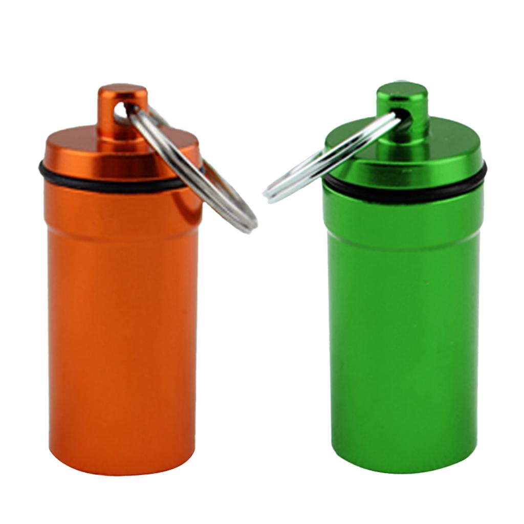 2 Pieces Portable Pill Case Holder Keychain Medicine Container Waterproof