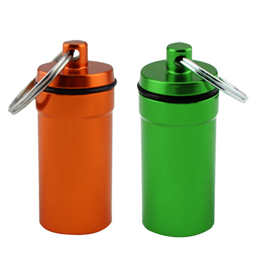 2 Pieces Portable Pill Case Holder Keychain Medicine Container Waterproof