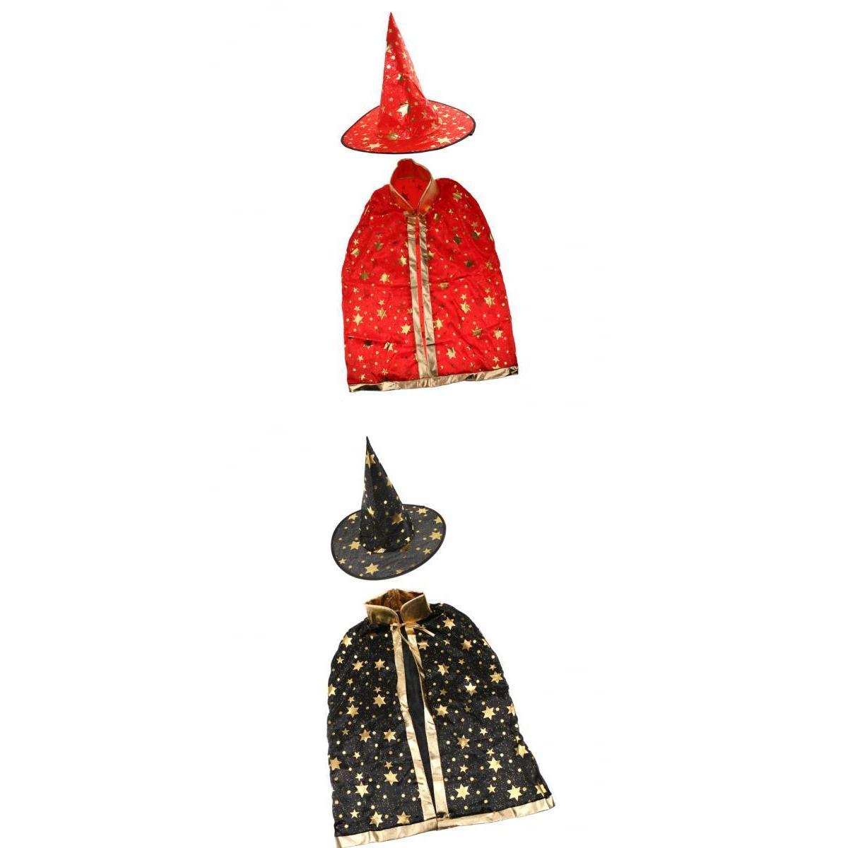 2 Pieces Magic Kids Cosplay Cloak Halloween Fancy Dress Fairy Witch Costume