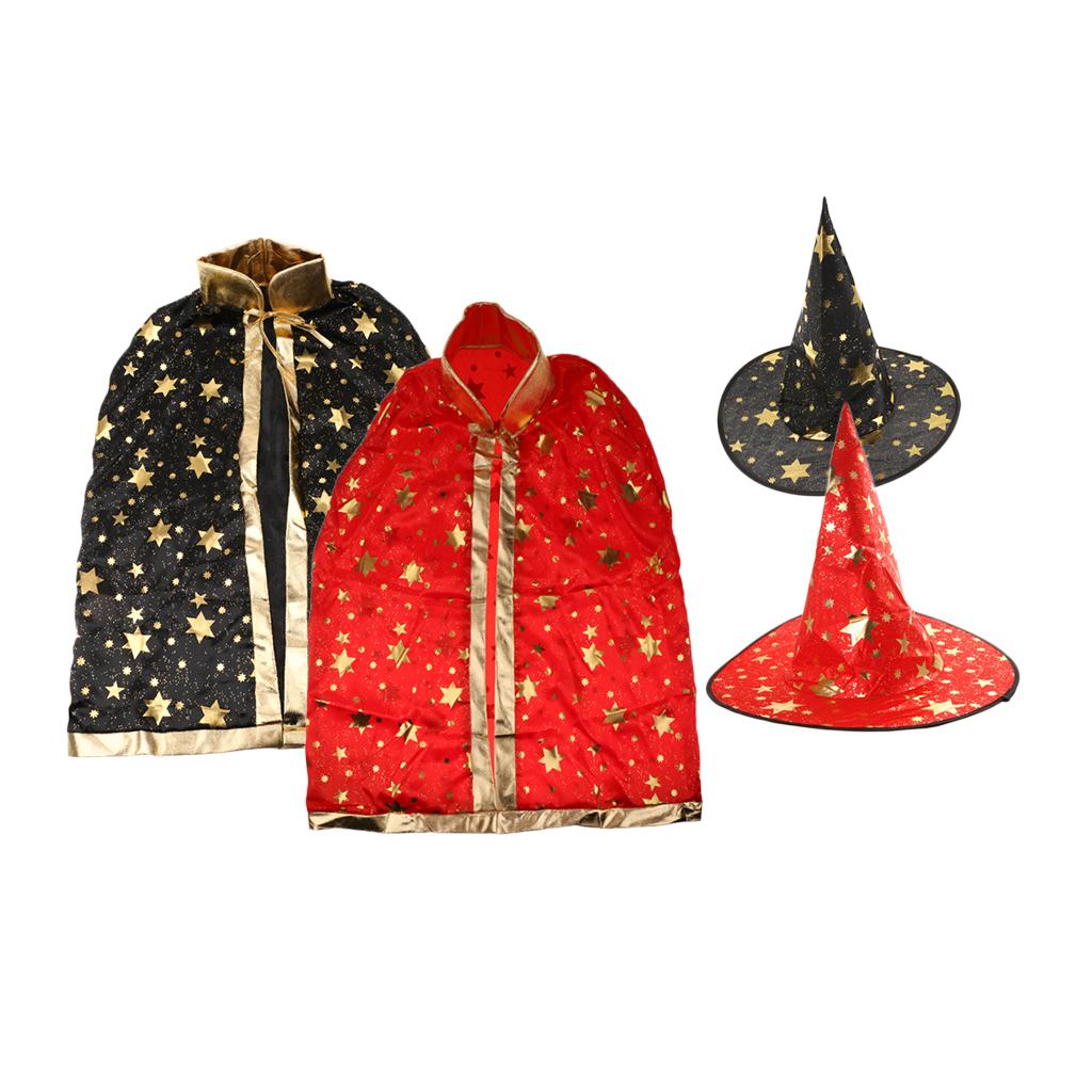 2 Pieces Magic Kids Cosplay Cloak Halloween Fancy Dress Fairy Witch Costume