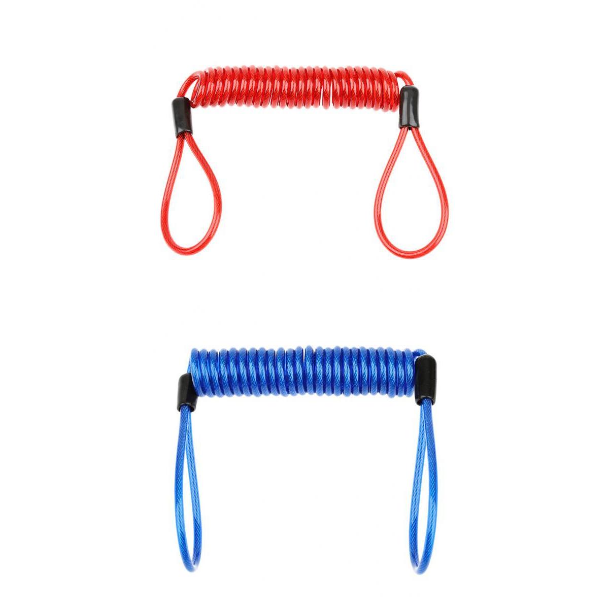 2 Pieces 1.5m Safety Lanyard Spring Coil Rope Disc Brake Lock Reminder Cable