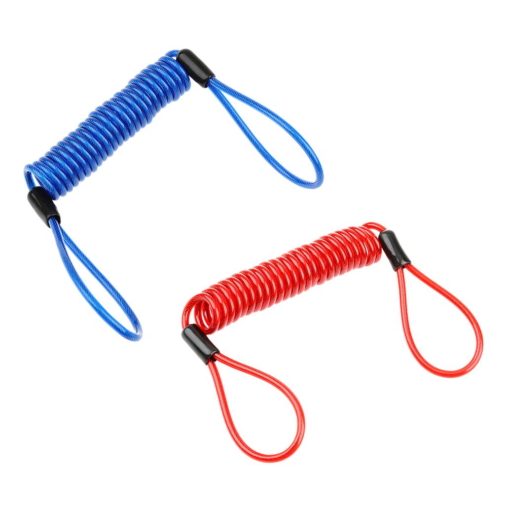 2 Pieces 1.5m Safety Lanyard Spring Coil Rope Disc Brake Lock Reminder Cable