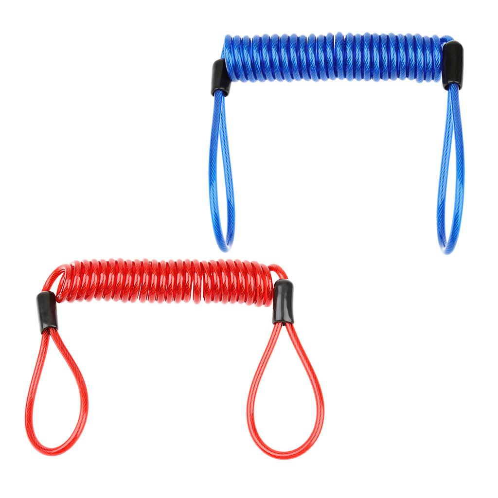 2 Pieces 1.5m Safety Lanyard Spring Coil Rope Disc Brake Lock Reminder Cable